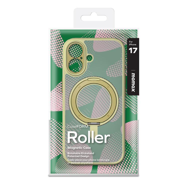 For iPhone 17 MOMAX Magsafe Magnetic Metal Rotating Holder Phone Case(Yellow) by MOMAX