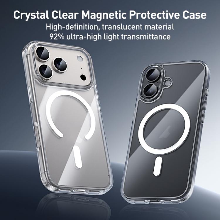 For iPhone 17 ZGA Magsafe Metal Buttons Clear PC Hybrid TPU Phone Case(Transparent) by ZGA