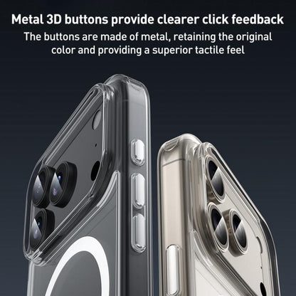 For iPhone 17 ZGA Magsafe Metal Buttons Clear PC Hybrid TPU Phone Case(Transparent) by ZGA