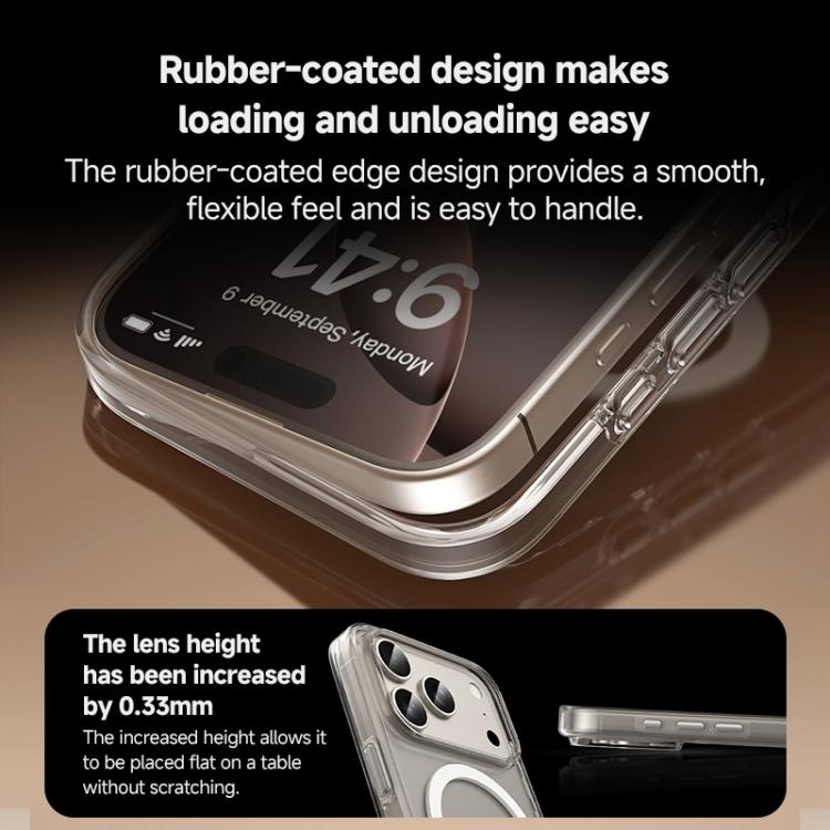 For iPhone 17 Pro ZGA Magsafe Metal AI Buttons Clear PC Hybrid TPU Phone Case(Transparent) by ZGA