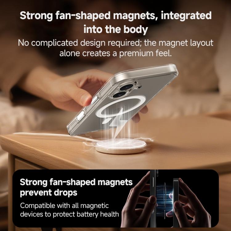 For iPhone 17 Pro ZGA Magsafe Metal AI Buttons Clear PC Hybrid TPU Phone Case(Transparent) by ZGA