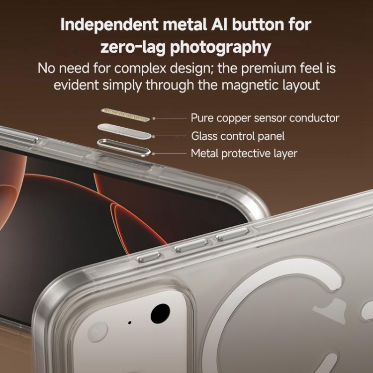 For iPhone 17 Pro ZGA Magsafe Metal AI Buttons Clear PC Hybrid TPU Phone Case(Transparent) by ZGA