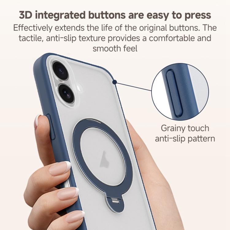 For iPhone 17 ZGA 360 Pivot Holder Magsafe PC Hybrid TPU Phone Case(Grey) by ZGA