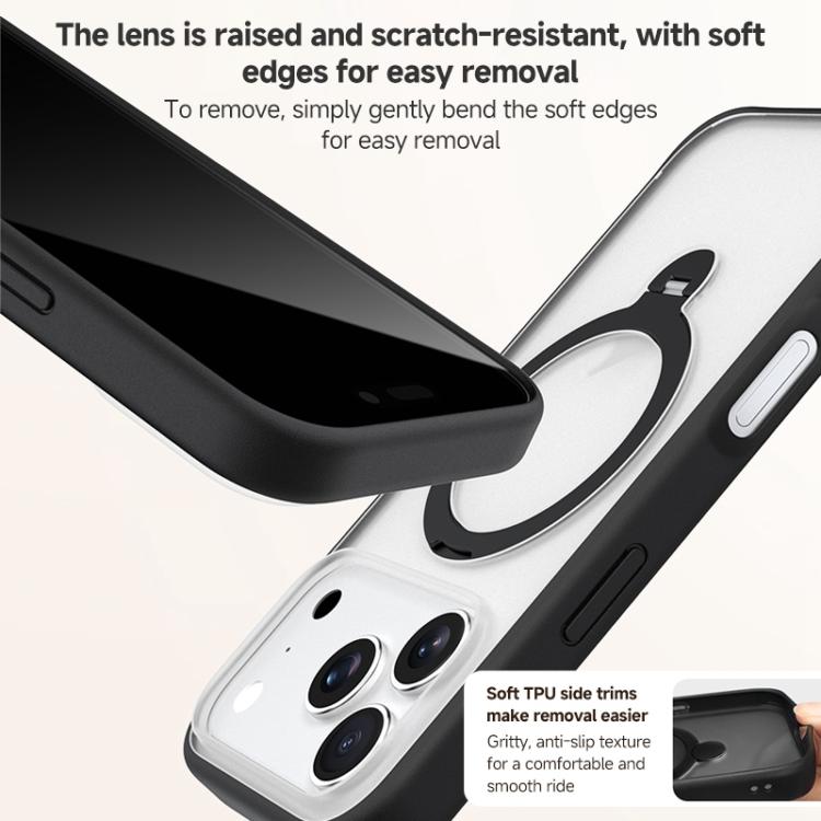 For iPhone 17 ZGA 360 Pivot Holder Magsafe PC Hybrid TPU Phone Case(Black) by ZGA