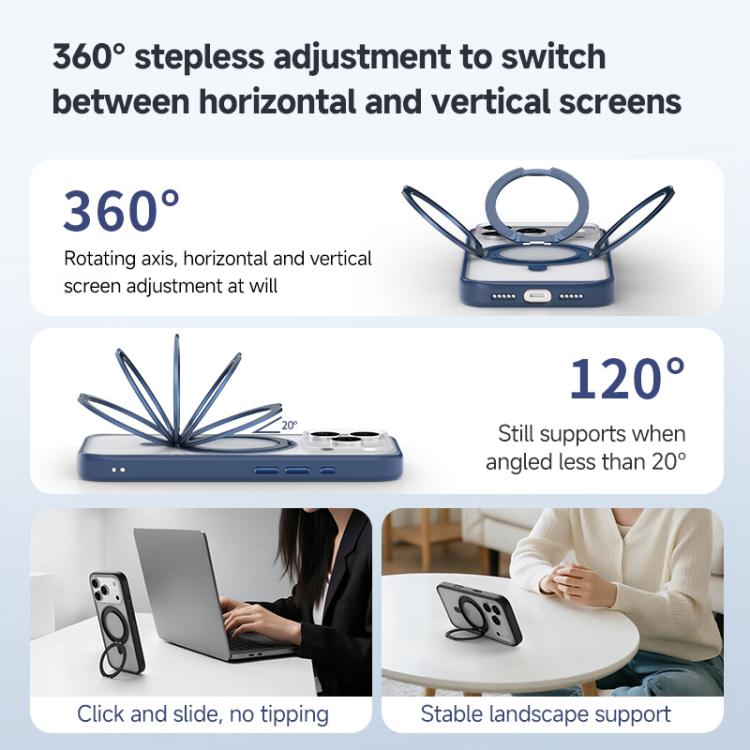 For iPhone 17 Pro ZGA Feitian 360 Rotation Holder Magsafe PC Hybrid TPU Phone Case(Blue) by ZGA