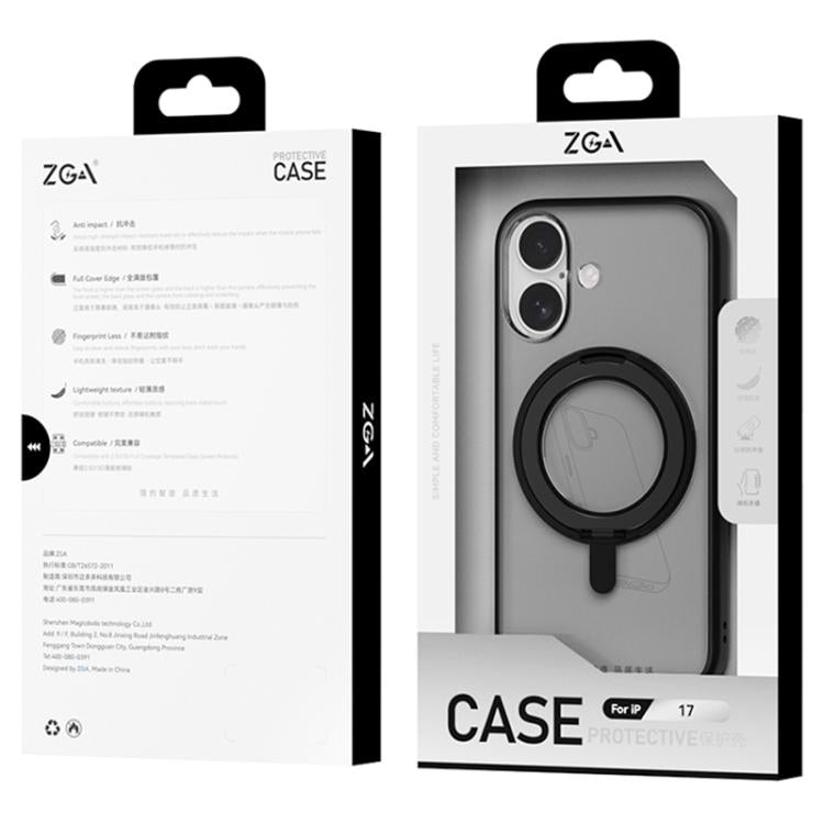 For iPhone 17 Pro ZGA Feitian 360 Rotation Holder Magsafe PC Hybrid TPU Phone Case(Blue) by ZGA