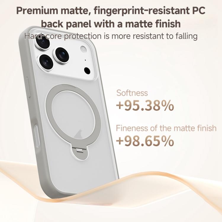 For iPhone 17 Pro Max ZGA 360 Pivot Holder Magsafe PC Hybrid TPU Phone Case(Grey) by ZGA