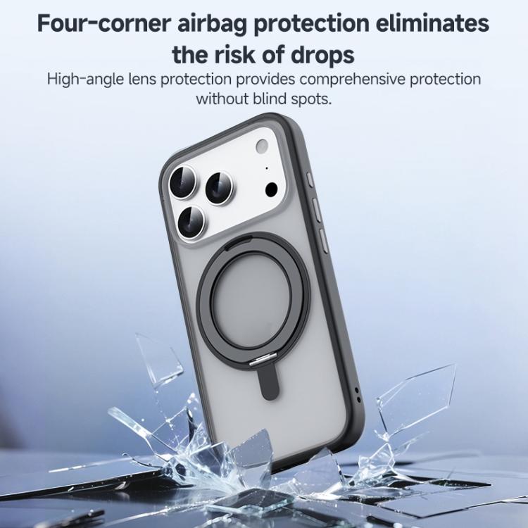 For iPhone Air ZGA Feitian 360 Rotation Holder Magsafe PC Hybrid TPU Phone Case(Grey) by ZGA