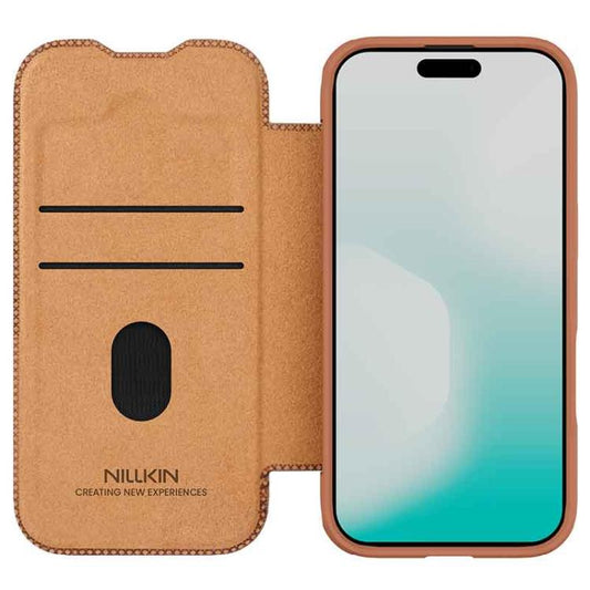 For iPhone 17 NILLKIN QIN Series Pro Sliding Camera Cover Design Leather Phone Case(Brown) by NILLKIN