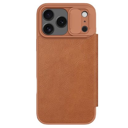 For iPhone 17 Pro Max NILLKIN QIN Series Pro Sliding Camera Cover Design Leather Phone Case(Brown) by NILLKIN