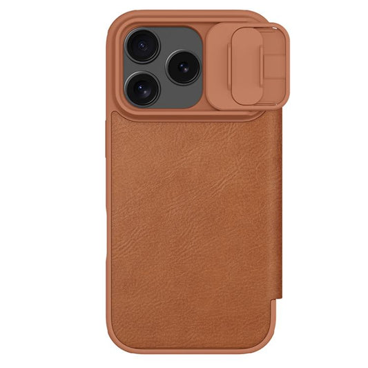 For iPhone 17 Pro NILLKIN QIN Series Pro Sliding Camera Cover Design Leather Phone Case(Brown) by NILLKIN