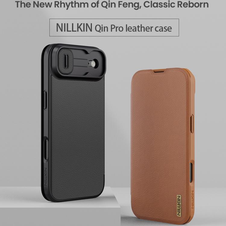 For iPhone Air NILLKIN QIN Series Pro Sliding Camera Cover Design Leather Phone Case(Brown) by NILLKIN