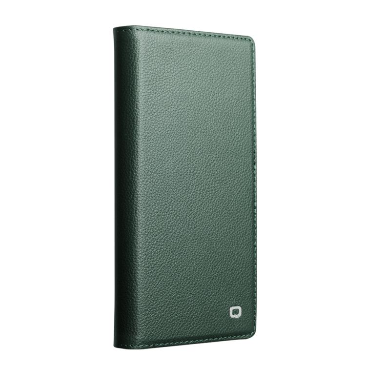 For iPhone 17 Pro Max QIALINO Classics 3rd Genuine Leather Phone Case(Cyan) by QIALINO