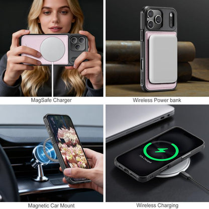 For iPhone 17 Pro Max JEEHOOD J10 Flip Card Bag MagSafe Split RFID Leather Phone Case(Pink) by JEEHOOD