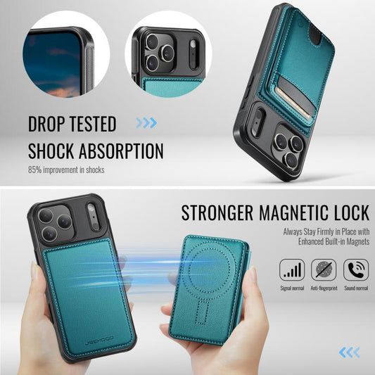 For iPhone 17 Pro Max JEEHOOD J10 Flip Card Bag MagSafe Split RFID Leather Phone Case(Green) by JEEHOOD