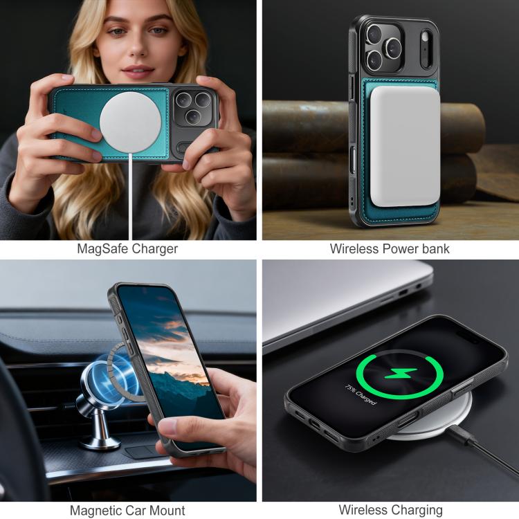 For iPhone 17 Pro Max JEEHOOD J10 Flip Card Bag MagSafe Split RFID Leather Phone Case(Green) by JEEHOOD