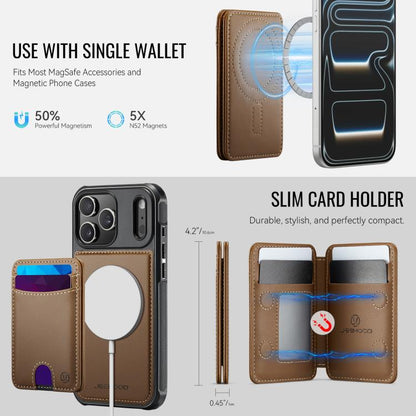 For iPhone 17 Pro Max JEEHOOD J10 Flip Card Bag MagSafe Split RFID Leather Phone Case(Brown) by JEEHOOD