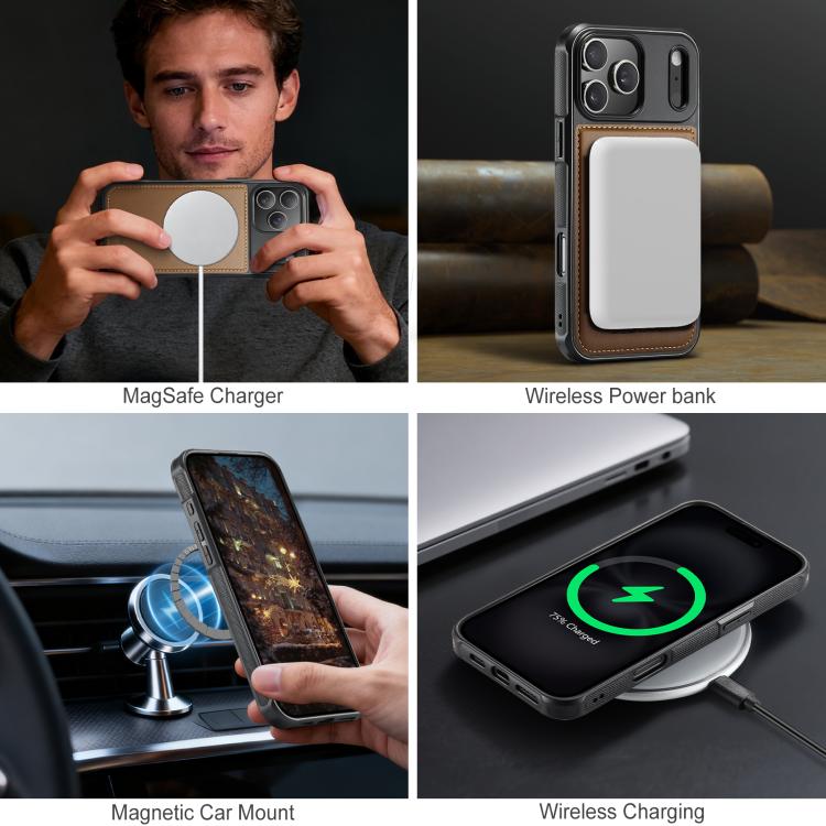 For iPhone 17 Pro Max JEEHOOD J10 Flip Card Bag MagSafe Split RFID Leather Phone Case(Brown) by JEEHOOD