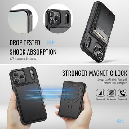 For iPhone 17 Pro Max JEEHOOD J10 Flip Card Bag MagSafe Split RFID Leather Phone Case(Black) by JEEHOOD