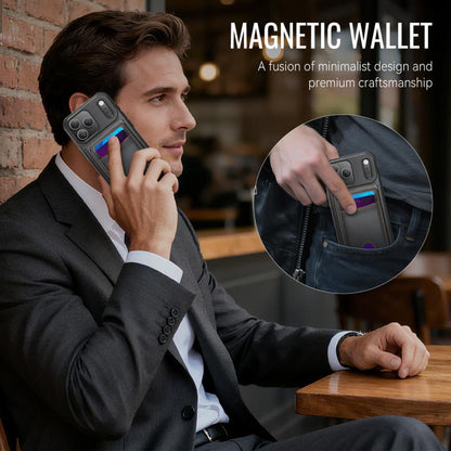 For iPhone 17 Pro Max JEEHOOD J10 Flip Card Bag MagSafe Split RFID Leather Phone Case(Black) by JEEHOOD