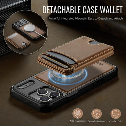 For iPhone 17 Pro JEEHOOD J10 Flip Card Bag MagSafe Split RFID Leather Phone Case(Brown) by JEEHOOD