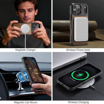 For iPhone 17 Pro JEEHOOD J10 Flip Card Bag MagSafe Split RFID Leather Phone Case(Brown) by JEEHOOD