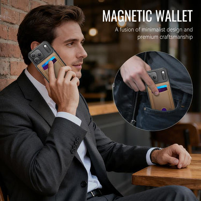 For iPhone 17 Pro JEEHOOD J10 Flip Card Bag MagSafe Split RFID Leather Phone Case(Brown) by JEEHOOD