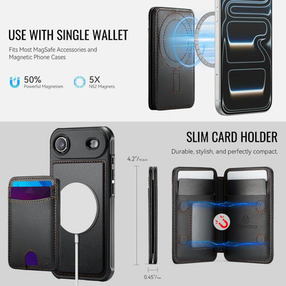 For iPhone Air JEEHOOD J10 Flip Card Bag MagSafe Split RFID Leather Phone Case(Black) by JEEHOOD