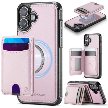 For iPhone 17 JEEHOOD J10 Flip Card Bag MagSafe Split RFID Leather Phone Case(Pink) by JEEHOOD