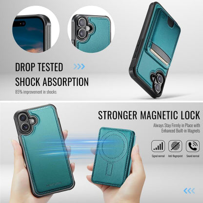 For iPhone 17 JEEHOOD J10 Flip Card Bag MagSafe Split RFID Leather Phone Case(Green) by JEEHOOD