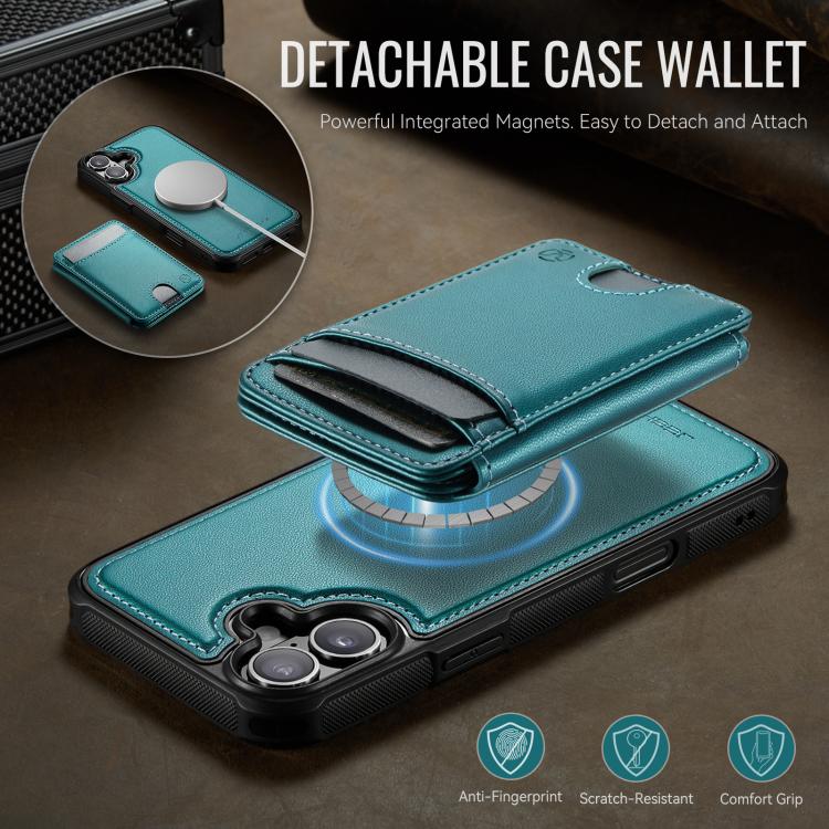 For iPhone 17 JEEHOOD J10 Flip Card Bag MagSafe Split RFID Leather Phone Case(Green) by JEEHOOD