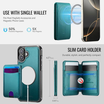 For iPhone 17 JEEHOOD J10 Flip Card Bag MagSafe Split RFID Leather Phone Case(Green) by JEEHOOD