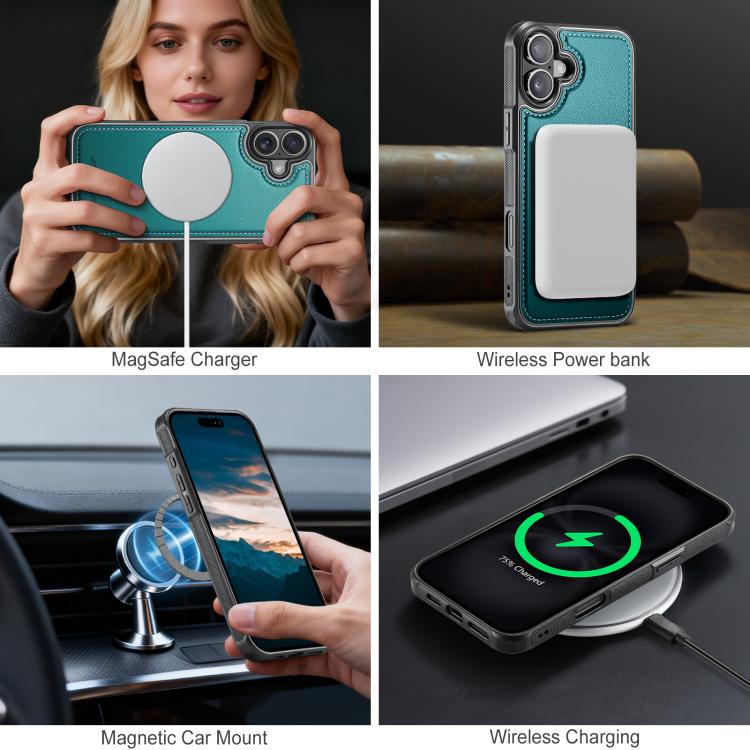 For iPhone 17 JEEHOOD J10 Flip Card Bag MagSafe Split RFID Leather Phone Case(Green) by JEEHOOD