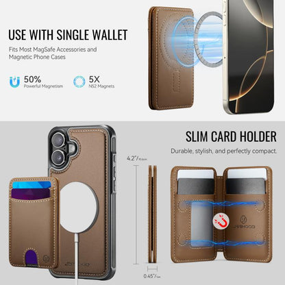 For iPhone 17 JEEHOOD J10 Flip Card Bag MagSafe Split RFID Leather Phone Case(Brown) by JEEHOOD