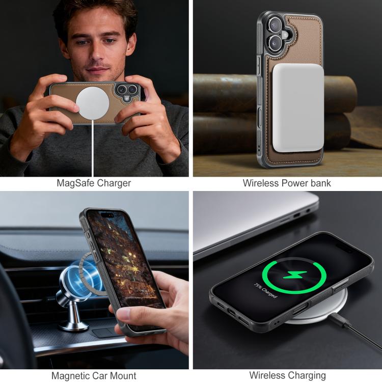 For iPhone 17 JEEHOOD J10 Flip Card Bag MagSafe Split RFID Leather Phone Case(Brown) by JEEHOOD