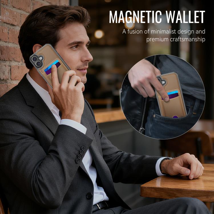 For iPhone 17 JEEHOOD J10 Flip Card Bag MagSafe Split RFID Leather Phone Case(Brown) by JEEHOOD