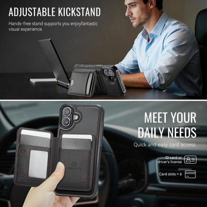 For iPhone 17 JEEHOOD J10 Flip Card Bag MagSafe Split RFID Leather Phone Case(Black) by JEEHOOD