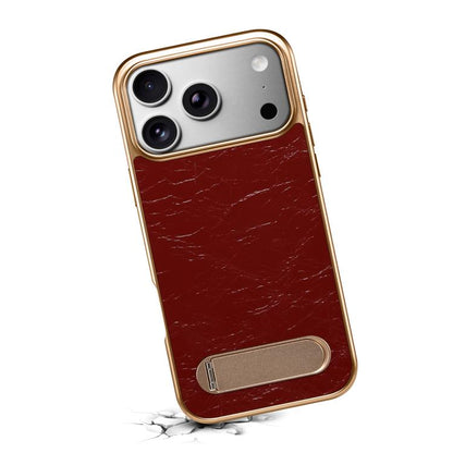 For iPhone 17 Pro Max Denior A25 MagSafe Genuine Leather Phone Case with Holder(Red) by Denior