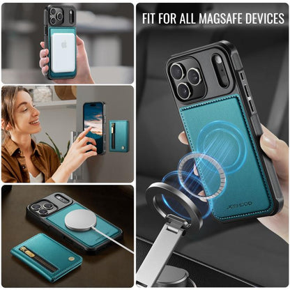 For iPhone 17 Pro Max JEEHOOD J12 Exquisite RFID MagSafe Zipper Card Bag Phone Case(Green) by JEEHOOD