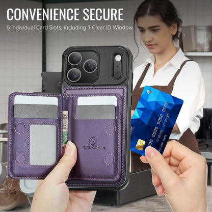 For iPhone 17 Pro JEEHOOD J12 Exquisite RFID MagSafe Zipper Card Bag Phone Case(Purple) by JEEHOOD