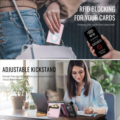 For iPhone 17 Pro JEEHOOD J12 Exquisite RFID MagSafe Zipper Card Bag Phone Case(Pink) by JEEHOOD