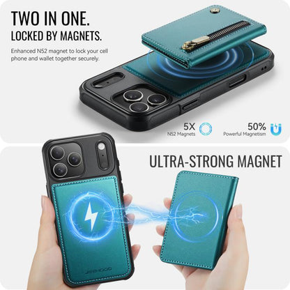 For iPhone 17 Pro JEEHOOD J12 Exquisite RFID MagSafe Zipper Card Bag Phone Case(Green) by JEEHOOD