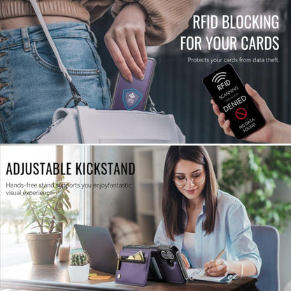 For iPhone 17 JEEHOOD J12 Exquisite RFID MagSafe Zipper Card Bag Phone Case(Purple) by JEEHOOD