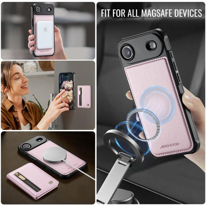 For iPhone Air JEEHOOD J12 Exquisite RFID MagSafe Zipper Card Bag Phone Case(Pink) by JEEHOOD