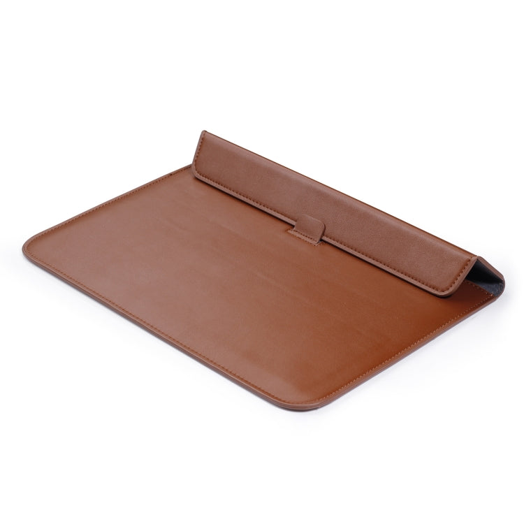 PU Leather Ultra-thin Envelope Bag Laptop Bag for MacBook Air / Pro 11 inch, with Stand Function(Brown) by bashfashion
