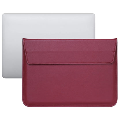 PU Leather Ultra-thin Envelope Bag Laptop Bag for MacBook Air / Pro 13 inch, with Stand Function(Wine Red) by bashfashion