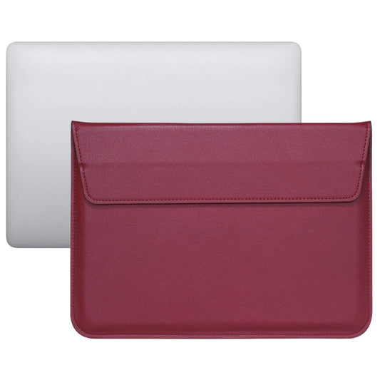 PU Leather Ultra-thin Envelope Bag Laptop Bag for MacBook Air / Pro 13 inch, with Stand Function(Wine Red) by bashfashion