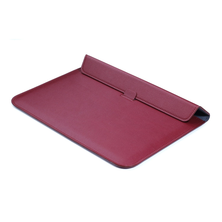 PU Leather Ultra-thin Envelope Bag Laptop Bag for MacBook Air / Pro 15 inch, with Stand Function(Wine Red) by bashfashion