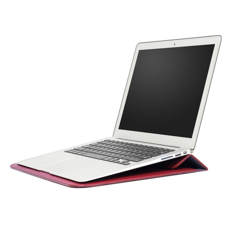 PU Leather Ultra-thin Envelope Bag Laptop Bag for MacBook Air / Pro 15 inch, with Stand Function(Wine Red) by bashfashion
