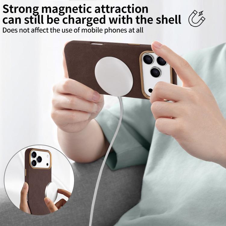 For iPhone 17 Pro VIETAO Suede MagSafe PU Leather Phone Case(Coffee Brown) by VIETAO